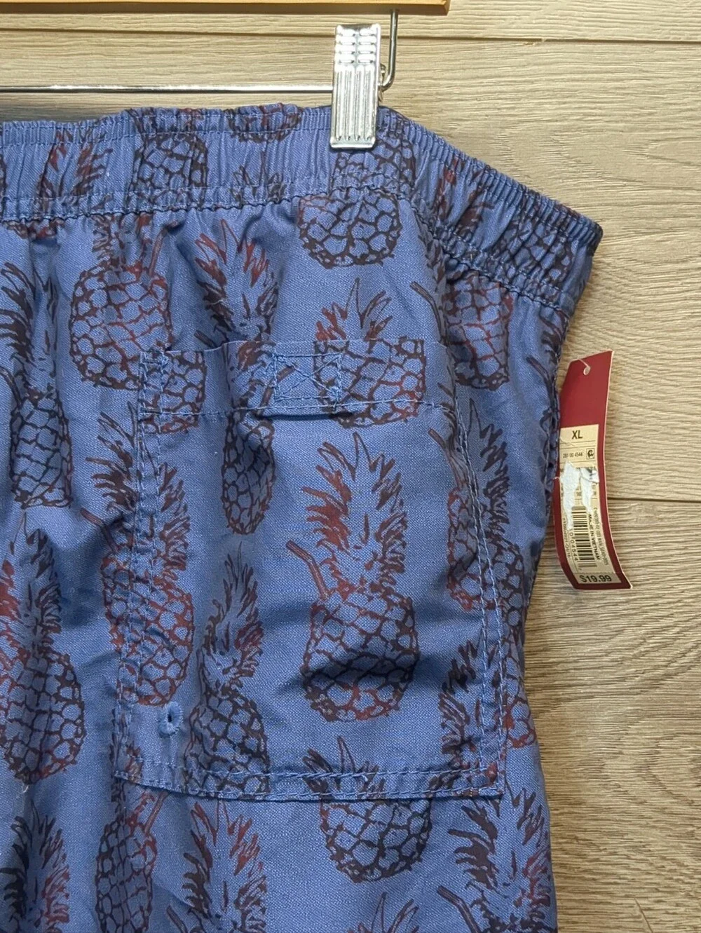 New Merona Blue Pineapple Swim Trunks Mens Size XL
